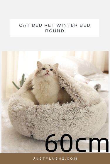 2 In 1 Dog And Cat Bed Pet Winter Bed Round Plush Warm Bed House Soft Long Plush Pets Bed