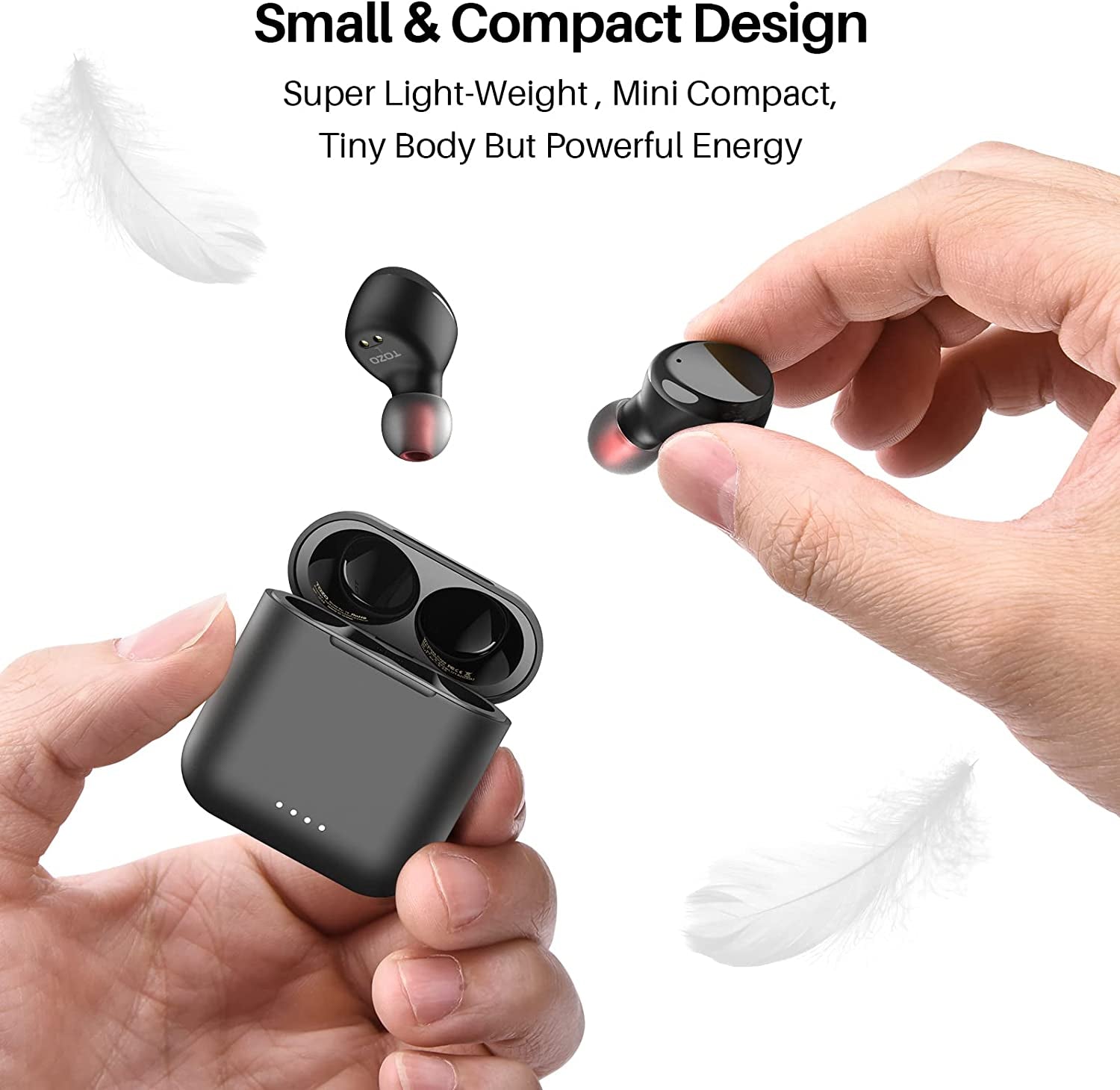 TOZO T6 True Wireless Earbuds Bluetooth 5.3 Headphones Touch Control with Wireless Charging Case IPX8 Waterproof Stereo Earphones In-Ear Built-In Mic Headset Premium Deep Bass Black