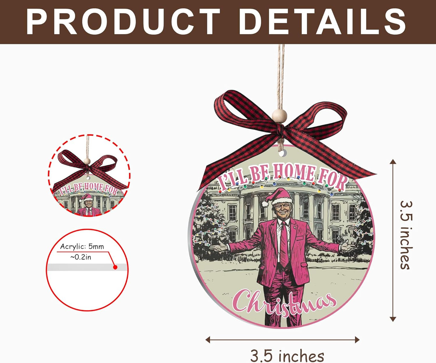 I'Ll Be Home for Christmas Ornament 2024, Trump Christmas Ornaments 2024, Trump Ornament 2024, Trump Ornaments for Christmas Tree, Funny Christmas Ornaments, 2024 Trump Items
