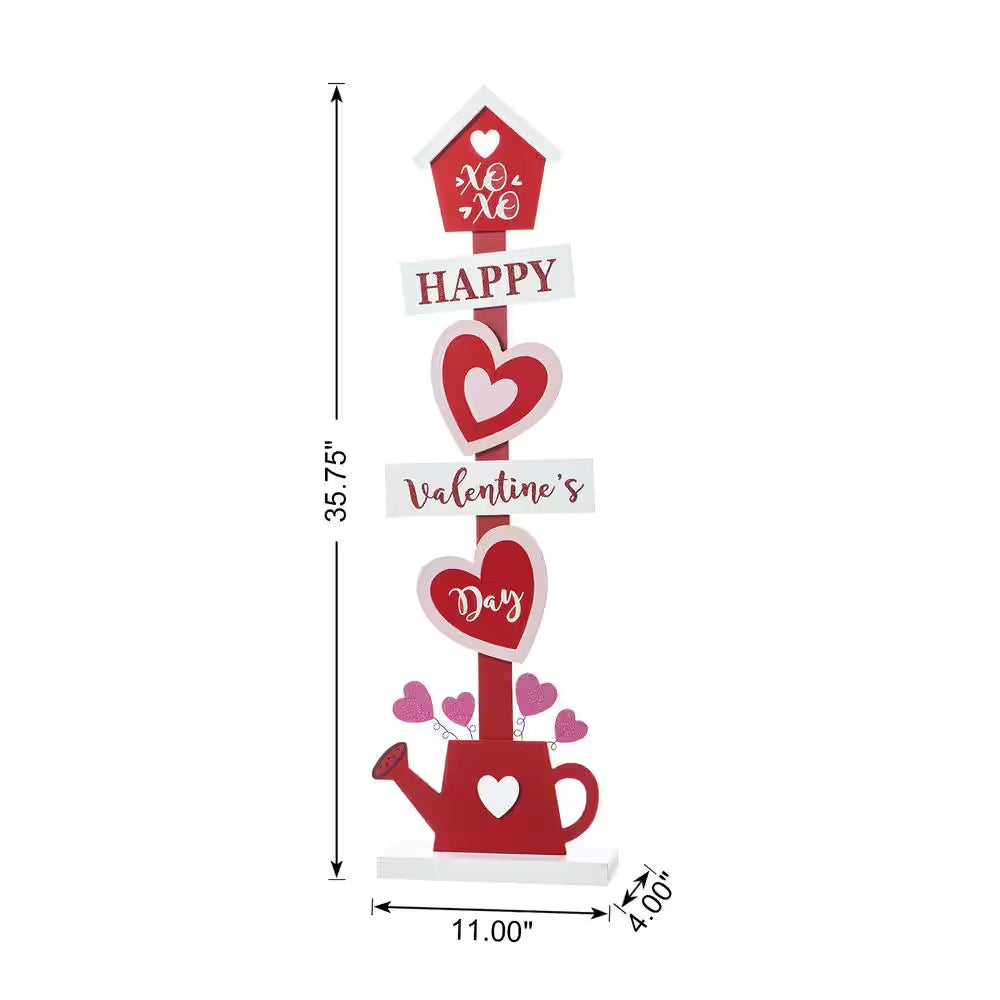 35.75 In.H Valentine'S Wooden Heart and Love House Porch Decor(Kd)