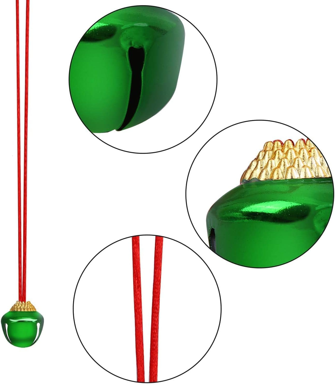 24 Pieces Christmas Jingle Bell Necklaces Christmas Decoration Bell Necklaces with Connect Ribbons for Christmas Supplies