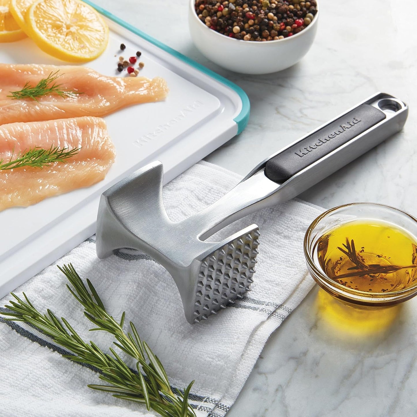 Gourmet Multi Sided Meat Tenderizer for Pounding Meats, Nuts, Shellfish, Ect, Hang Hole for Easy Storage, Hand Wash, One Size, Black
