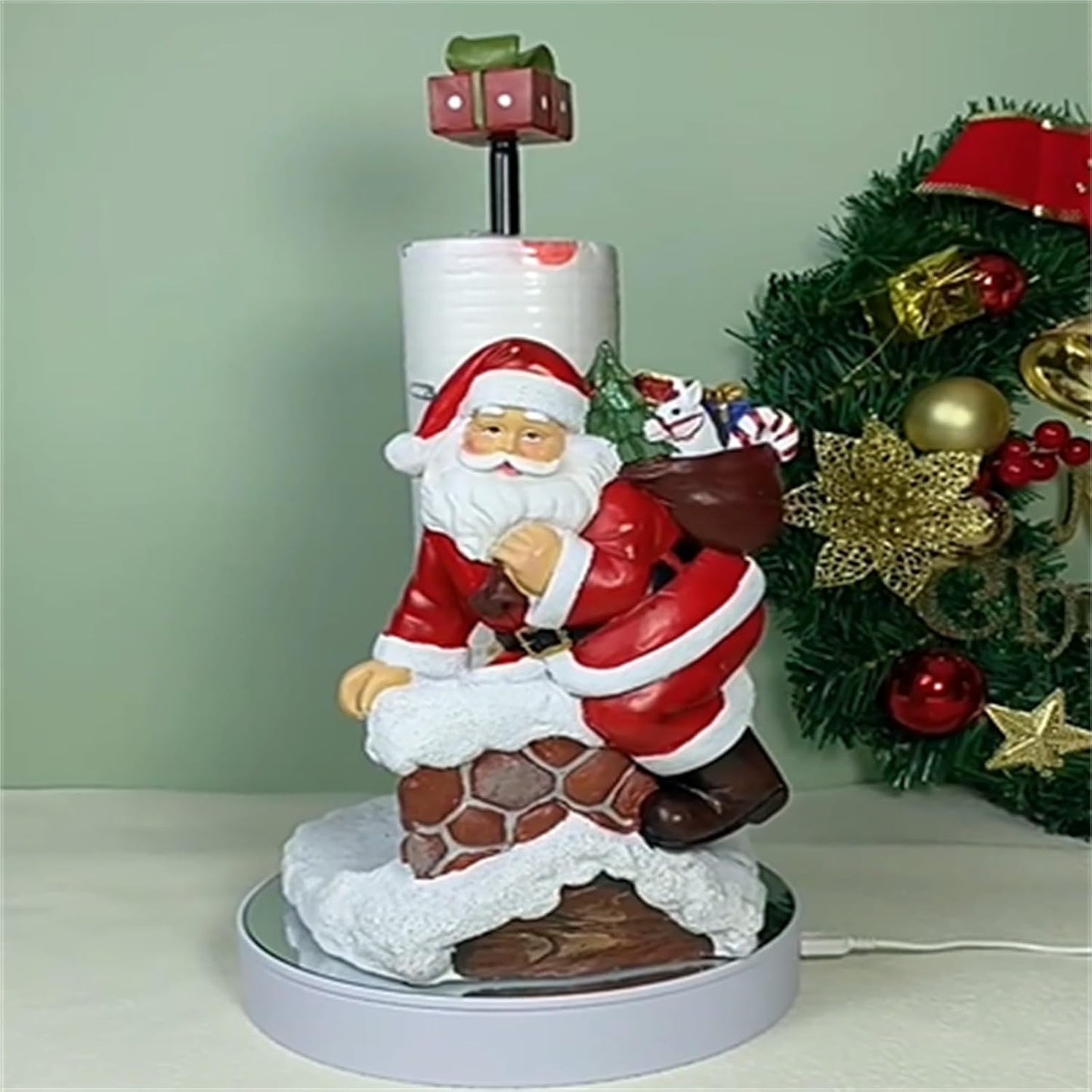 Christmas Paper Towel Holder,Santa Resin Ornament Decorative Dining Tables,Kitchen Roll Holder,Christmas Figurine Countertop Roll Dispenser Big Sale Flash Deal Cheap Item under 2 Dollar