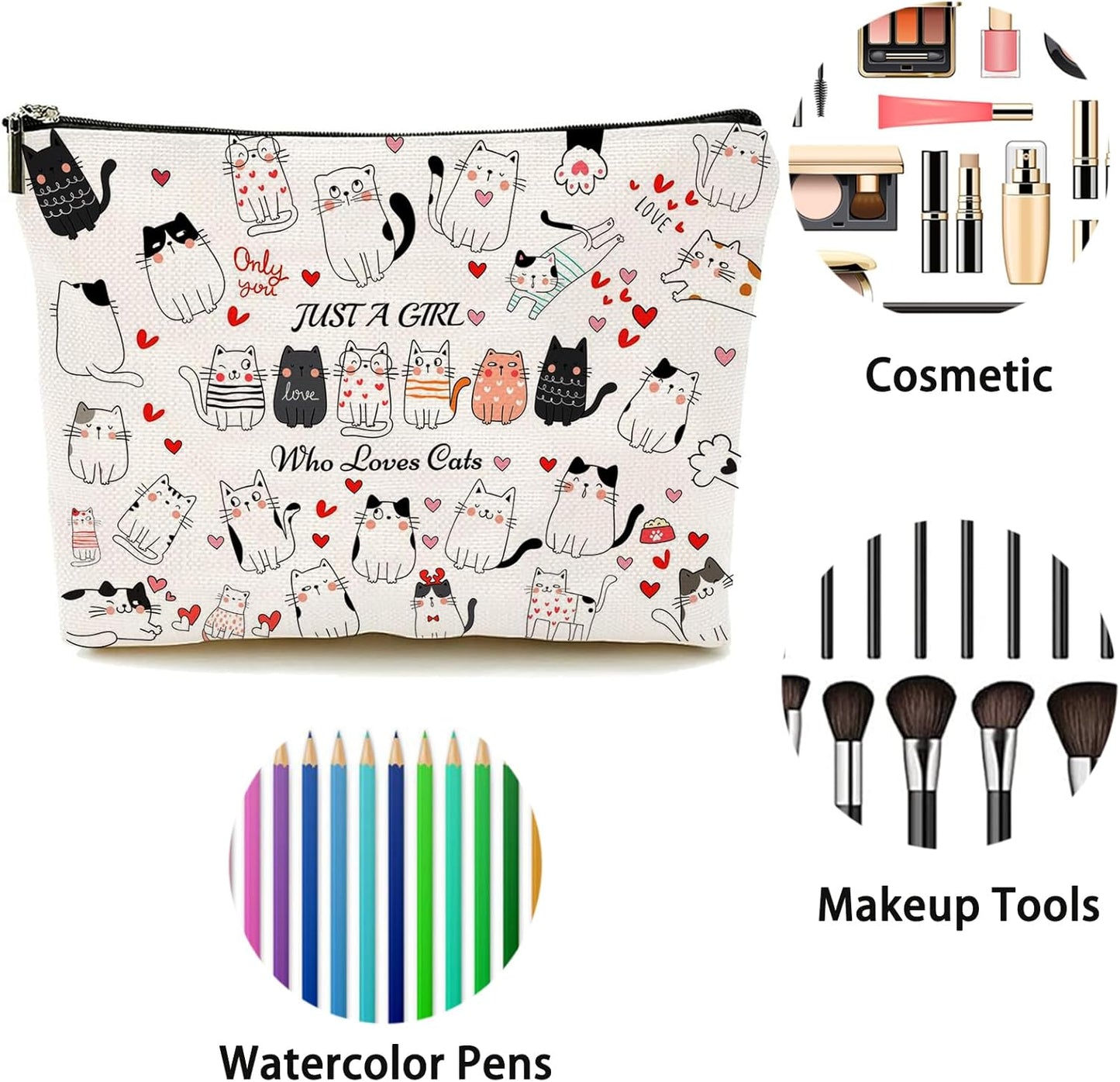 Birthday Gifts for Teenage Girls, Cat Makeup Bags, Cat Lover Gifts for Girls Women, Cute Cosmetic Bag Cat Gifts for Cat Lovers Christmas Gifts for Her, Sister, Daughter, Women