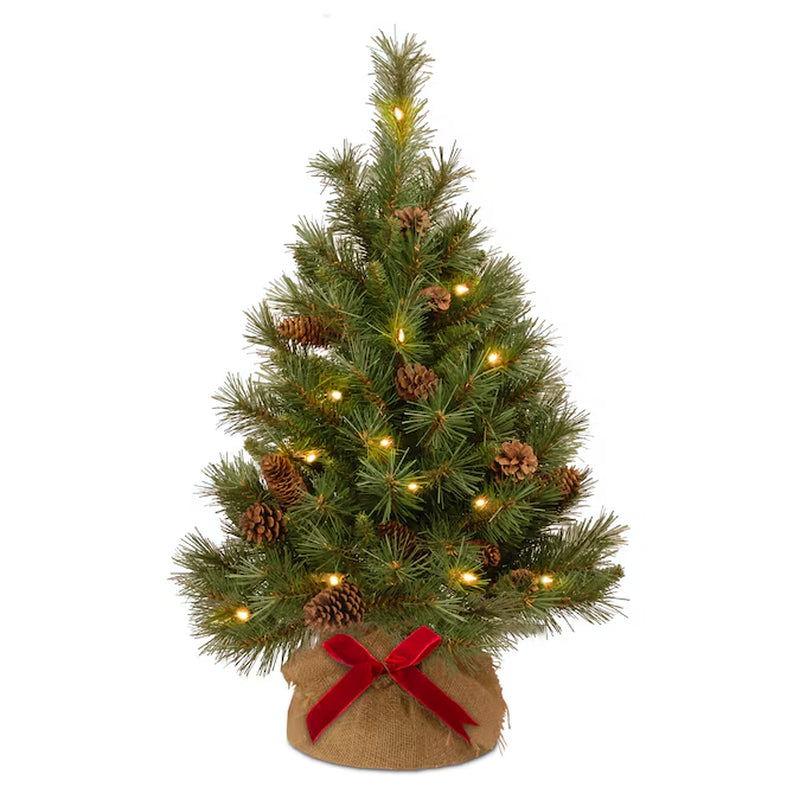 3-Ft Pine Pre-Lit Artificial Christmas Tree with White LED Lights