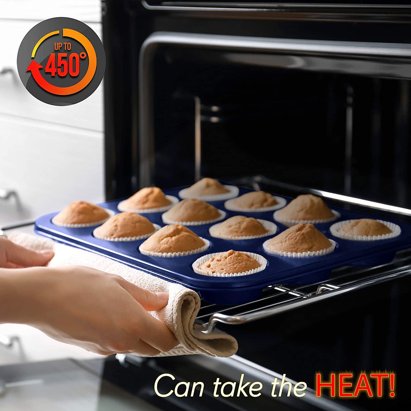 6-Piece Non-Stick Baking Pans - Carbon Steel Baking Trays with Nonstick Coating - Includes Muffin Pan, Loaf Pan, Cookie Sheets, & round Pan - Restaurant Quality Baking Set, Dishwasher Safe