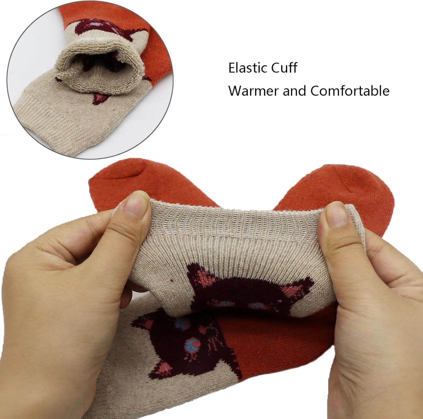 5Pack Womens Warm Wool Soft Cozy Crew Socks Cute Animal Owl Cat Design Sock for Fall Winter Christmas Gifts Size 5-9