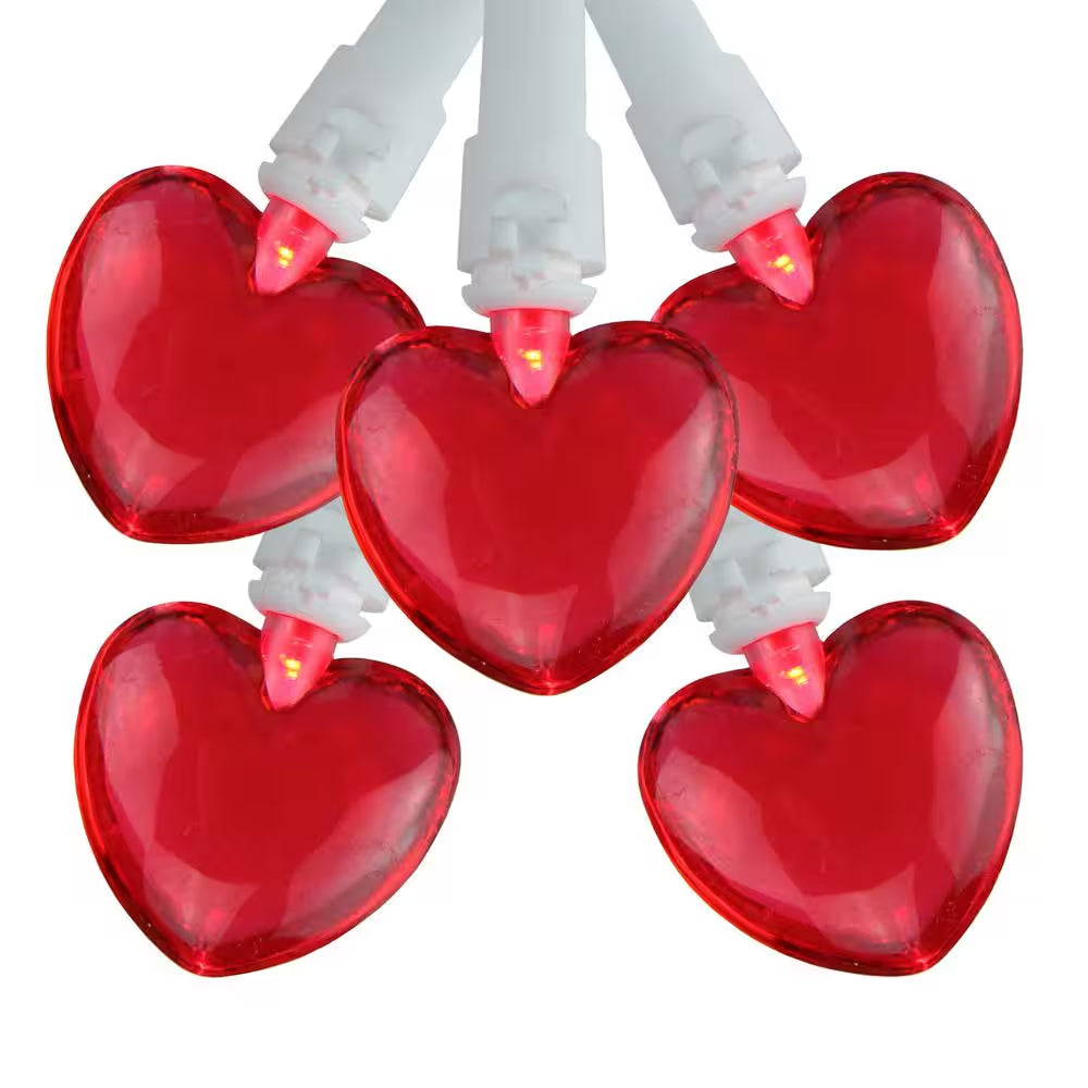 4.75 Ft. 20-Light Red Valentine'S Day Heart Mini LED Lights with White Wire