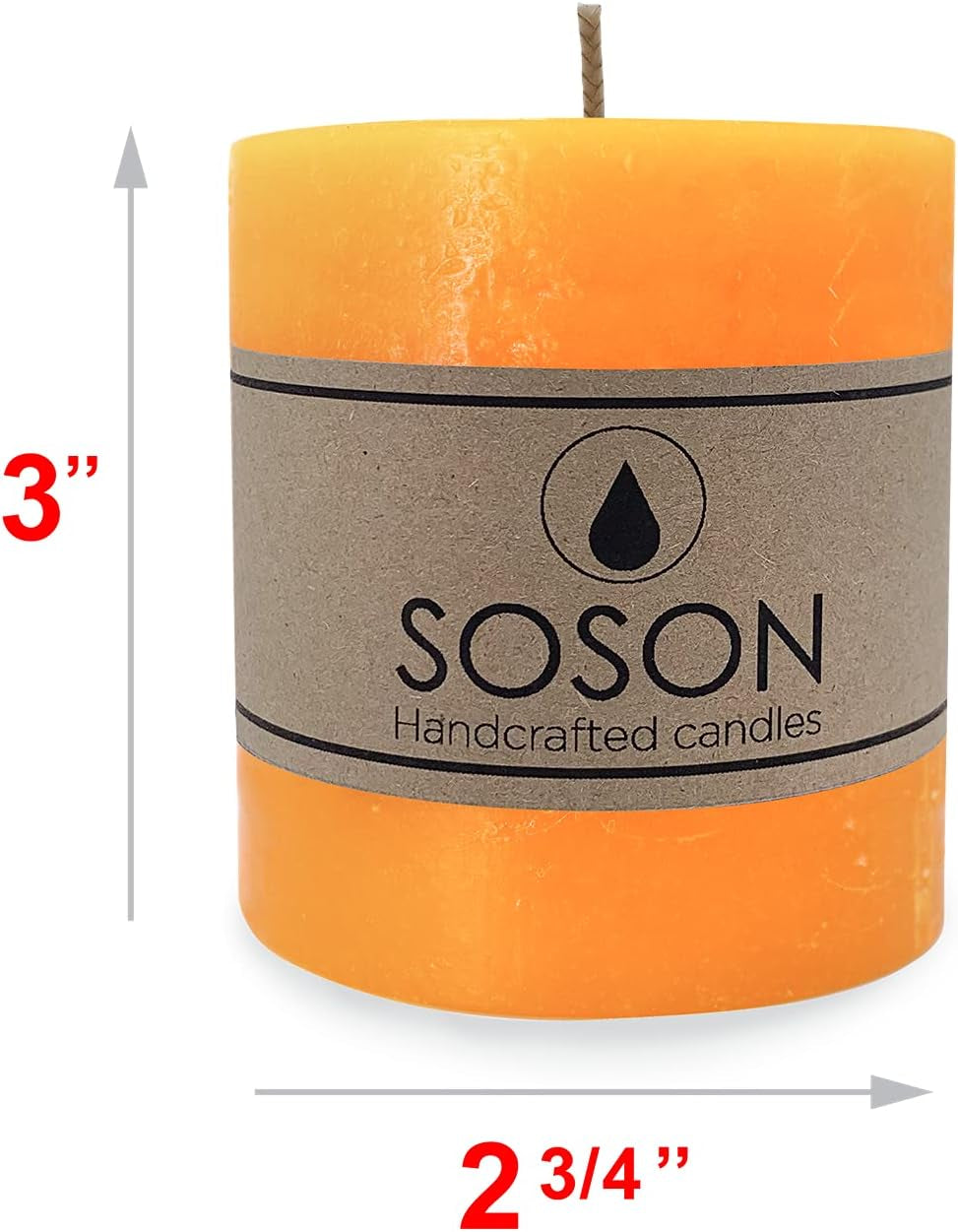 3X3 Inch Orange Candles Pillar, Fall Pillar Candles Set of 3, Rustic Texture, Unscented Orange Pillar Candles for Fall, Dripless Candles, 3 Inch Orange Candles, Fall Candles