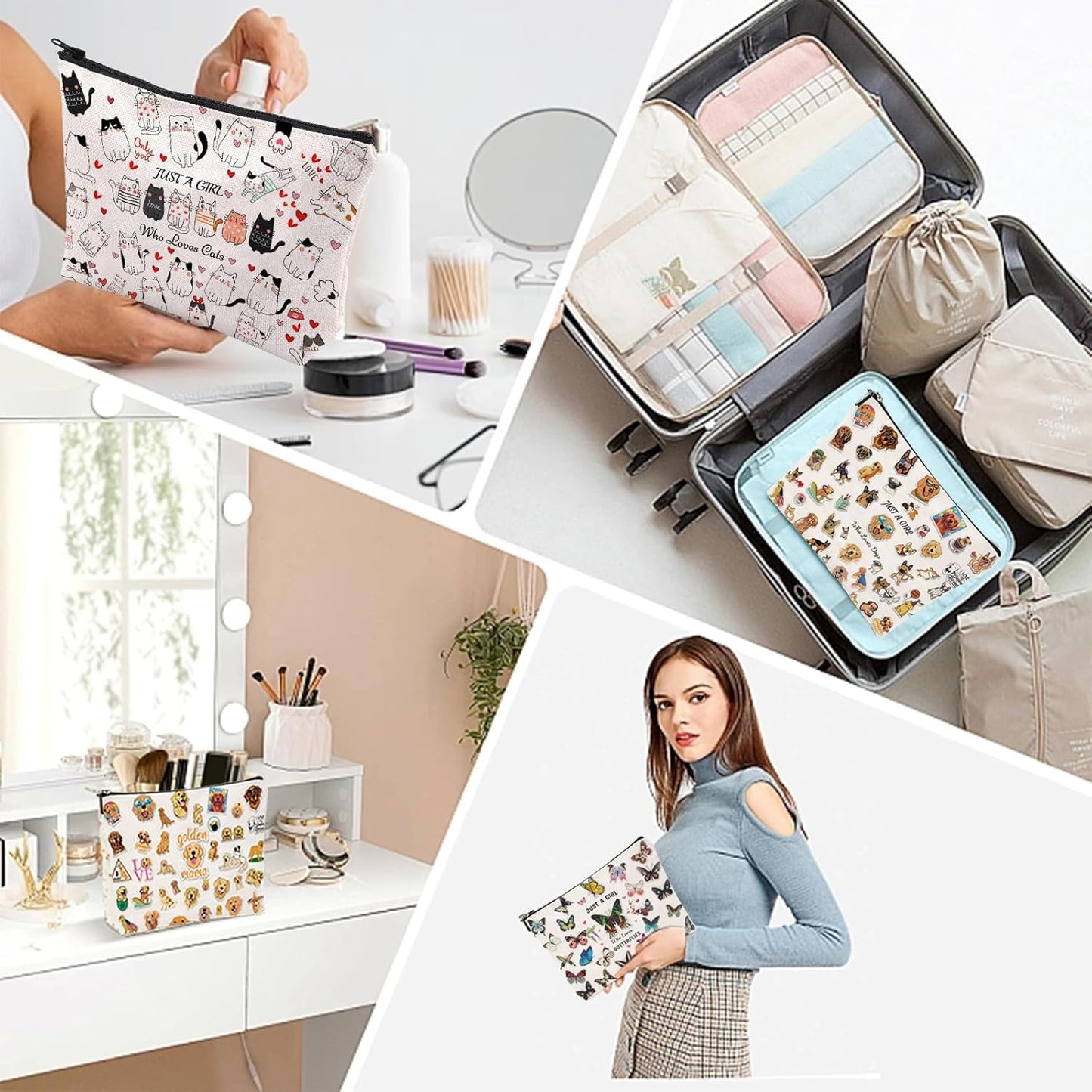 Birthday Gifts for Teenage Girls, Cat Makeup Bags, Cat Lover Gifts for Girls Women, Cute Cosmetic Bag Cat Gifts for Cat Lovers Christmas Gifts for Her, Sister, Daughter, Women