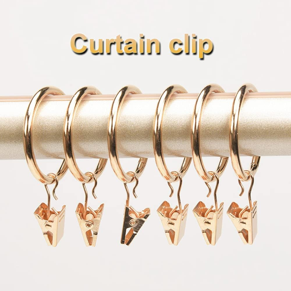 30-Pack Durable Iron Curtain Rings with Clips, 2.5-Inch Diameter, Rustproof Decorative Drapery Hooks - Vintage Silver Finish