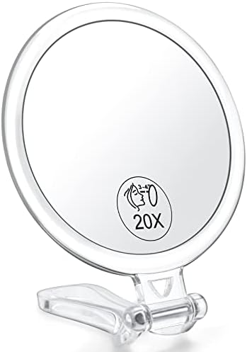 20x Magnifying Mirror, Travel Handheld Mirror - 2-Sided with 1X 20X Magnification Adjustable Handle, Portable, Small, Girl Women Mother's Gift