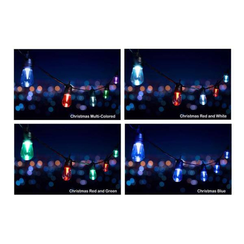 24 Ft - 12 Color Changing Shatter Proof LED Lights - Holiday Cafe Bistro Lights - 14 Holiday Light Sequences
