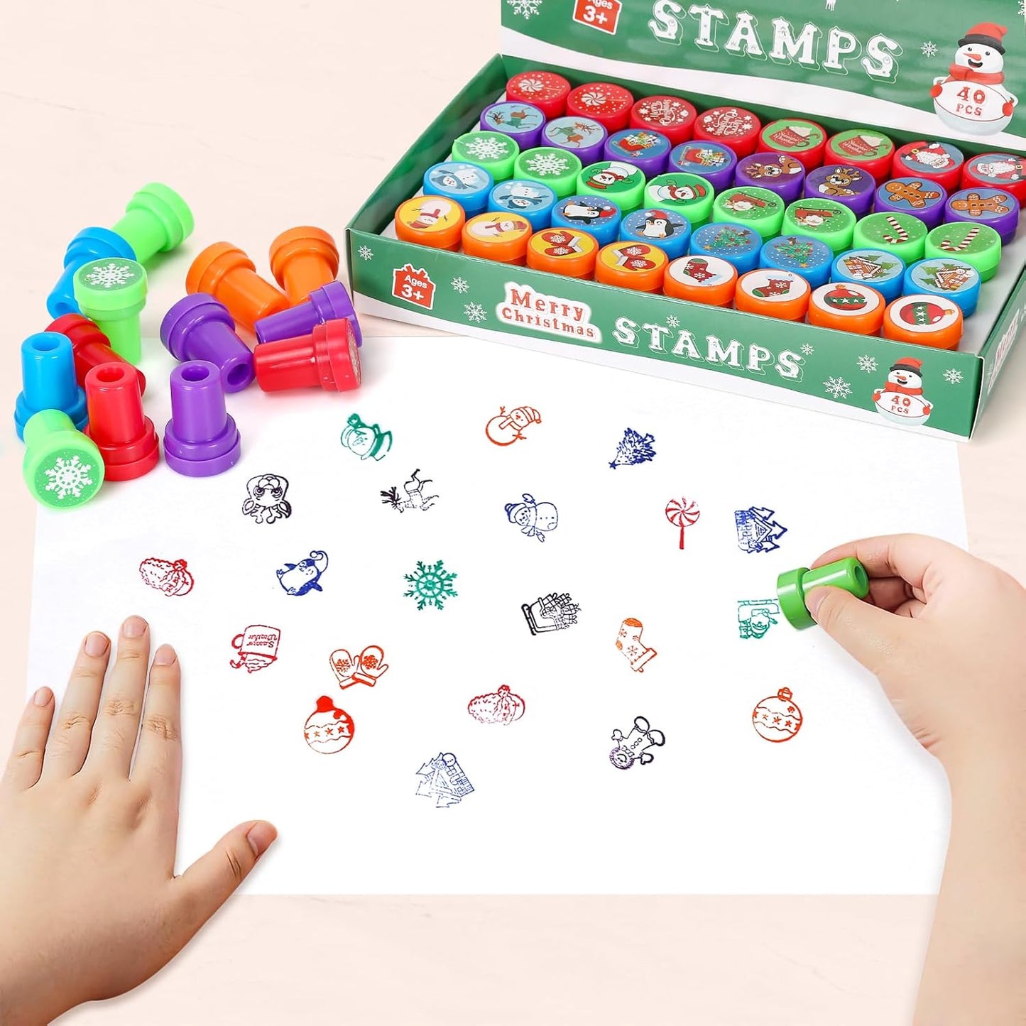 Christmas Stamps for Kids, 40 Pcs Christmas Decorations Stamps Goodie Bag Fillers,Christmas Toys Bulk for Treat Bags Party Favors for Kids,Christmas Party Favors for Xmas Stocking Stuffers,Prizes,Gift