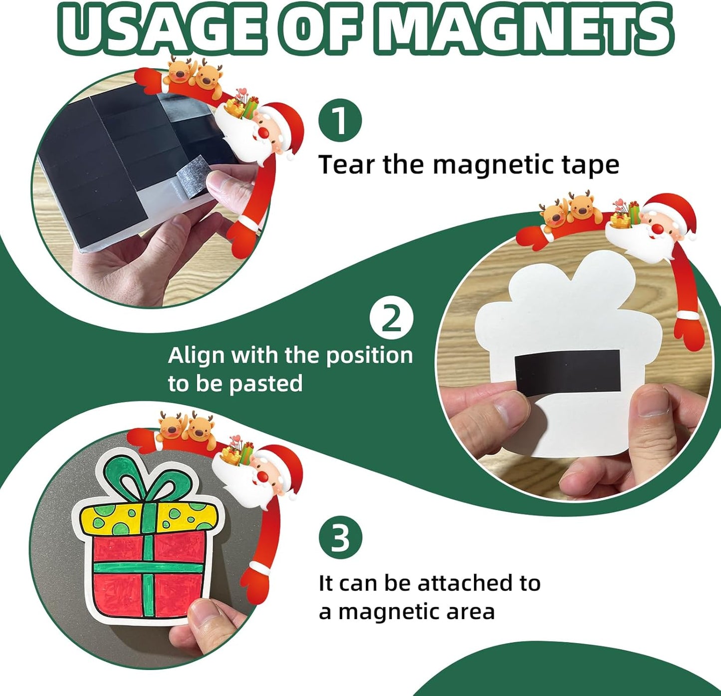48 Pcs Christmas Crafts for Kids Color Your Own Christmas Caft Magnets, DIY Items for Operation Christmas Child for Classroom Decoration Art Activities Party Favors (Chrismas)