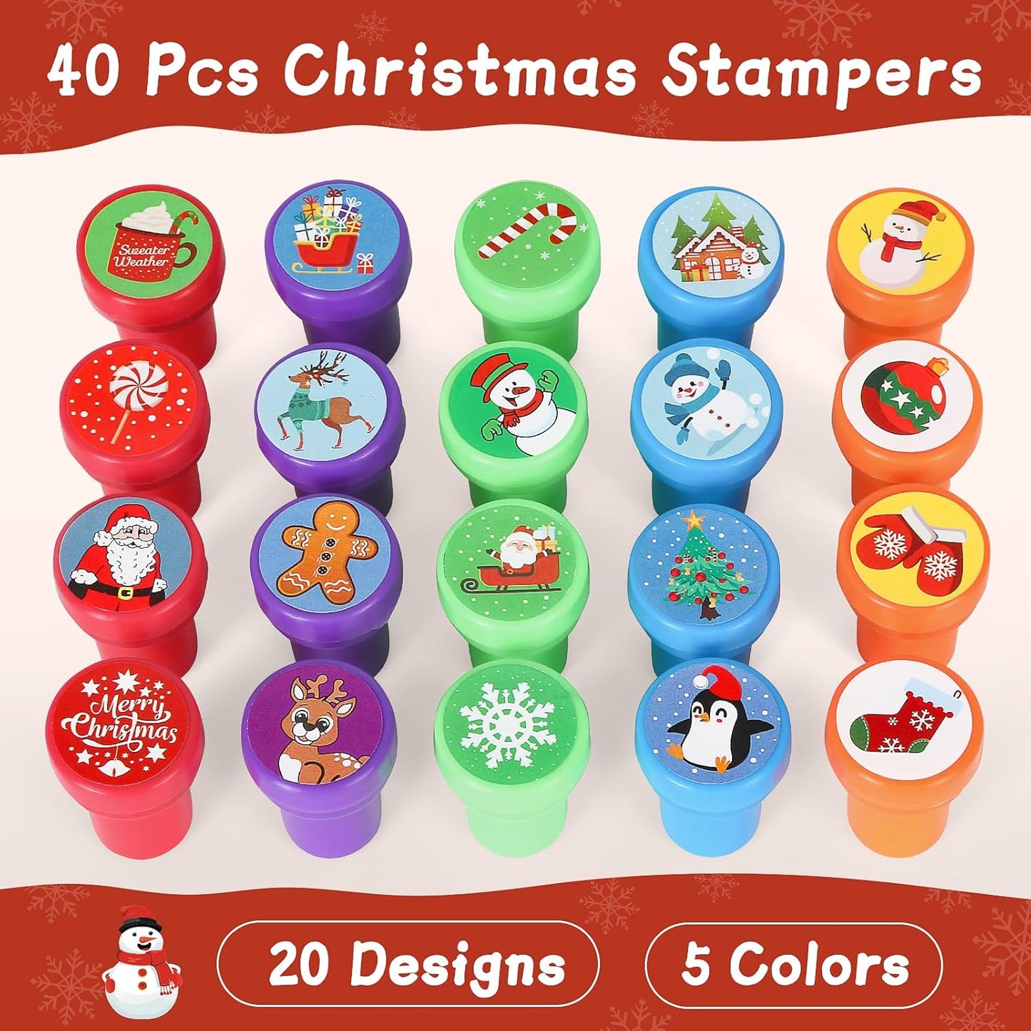 Christmas Stamps for Kids, 40 Pcs Christmas Decorations Stamps Goodie Bag Fillers,Christmas Toys Bulk for Treat Bags Party Favors for Kids,Christmas Party Favors for Xmas Stocking Stuffers,Prizes,Gift