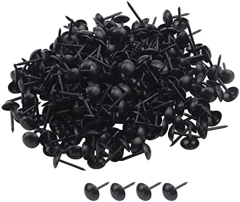 200-Pack Antrader 2/7" x 1/2" Household Upholstery Nails/Tacks Decorative Metal Round Head Furniture Nails Pins, Black