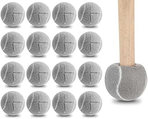 16 Pieces Precut Tennis Balls for Chairs Tennis Ball Chairs Foot Covers Tennis Balls for Furniture Leg for Classroom Floor Protection Chair Desk Legs Coverings (Gray)