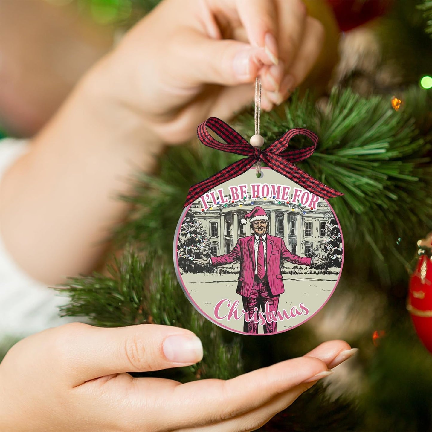 I'Ll Be Home for Christmas Ornament 2024, Trump Christmas Ornaments 2024, Trump Ornament 2024, Trump Ornaments for Christmas Tree, Funny Christmas Ornaments, 2024 Trump Items