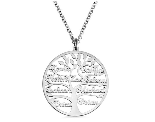 Family Tree Name Necklace Tree Of Life Stainless Steel Customised Necklace