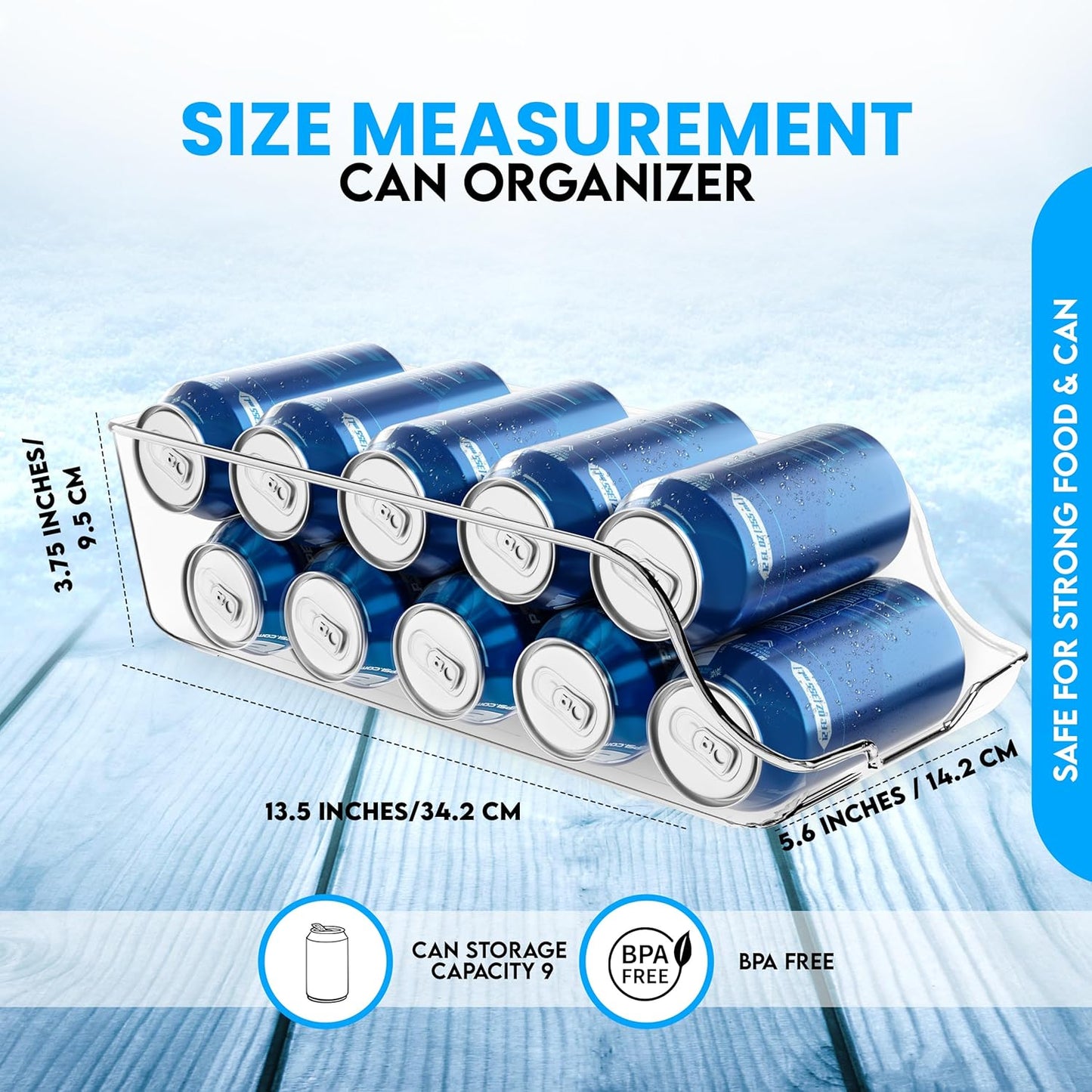 Clear Soda Can Organizer - Fridge Organizer Bins - Set of 4 Drink Organizer for Fridge or Countertop - Soda Can Dispenser for Refrigerator Organizing - Fridge Organization and Storage