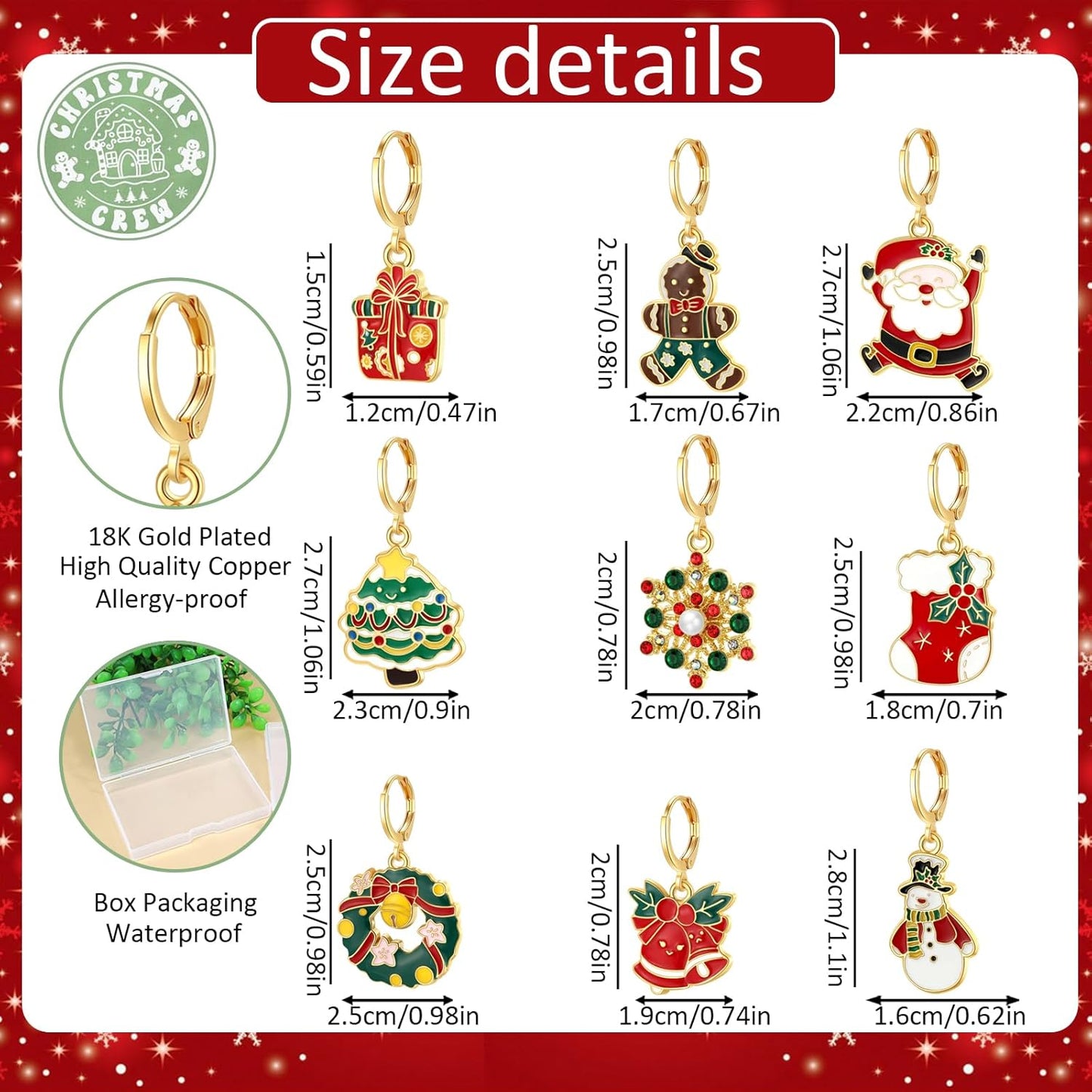 20/9 Pairs Christmas Earrings for Women Christmas Drop Dangle Earrings Set Christmas Tree Holiday Earrings Hook Earrings Party Jewelry Christmas Gifts