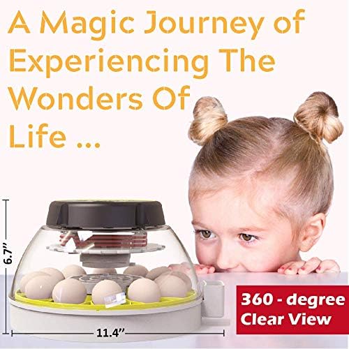 12 Egg Incubator with Humidity Display, Egg Candler, Automatic Egg Turner, for Hatching Chickens
