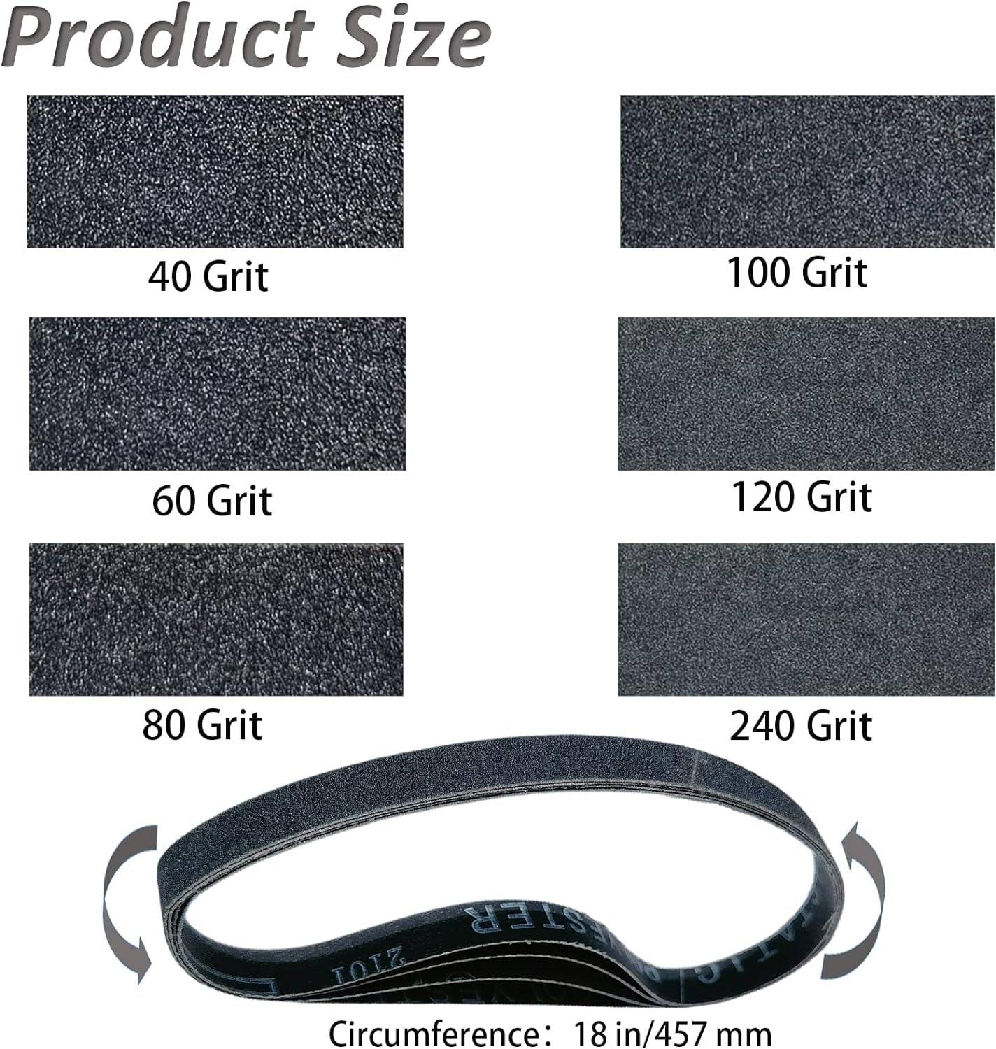 24-Piece Assorted Grit Silicon Carbide Sanding Belts (1/2" x 18") for Air Belt Sanders - Ideal for Woodworking, Metal Polishing, and Derusting