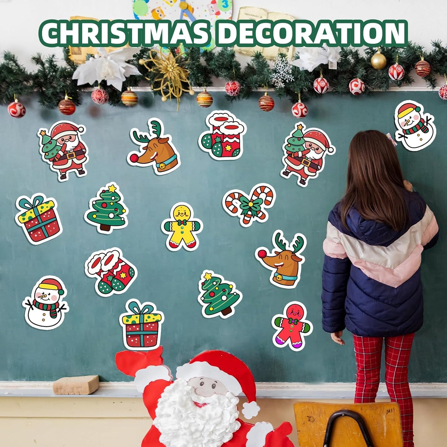 48 Pcs Christmas Crafts for Kids Color Your Own Christmas Caft Magnets, DIY Items for Operation Christmas Child for Classroom Decoration Art Activities Party Favors (Chrismas)