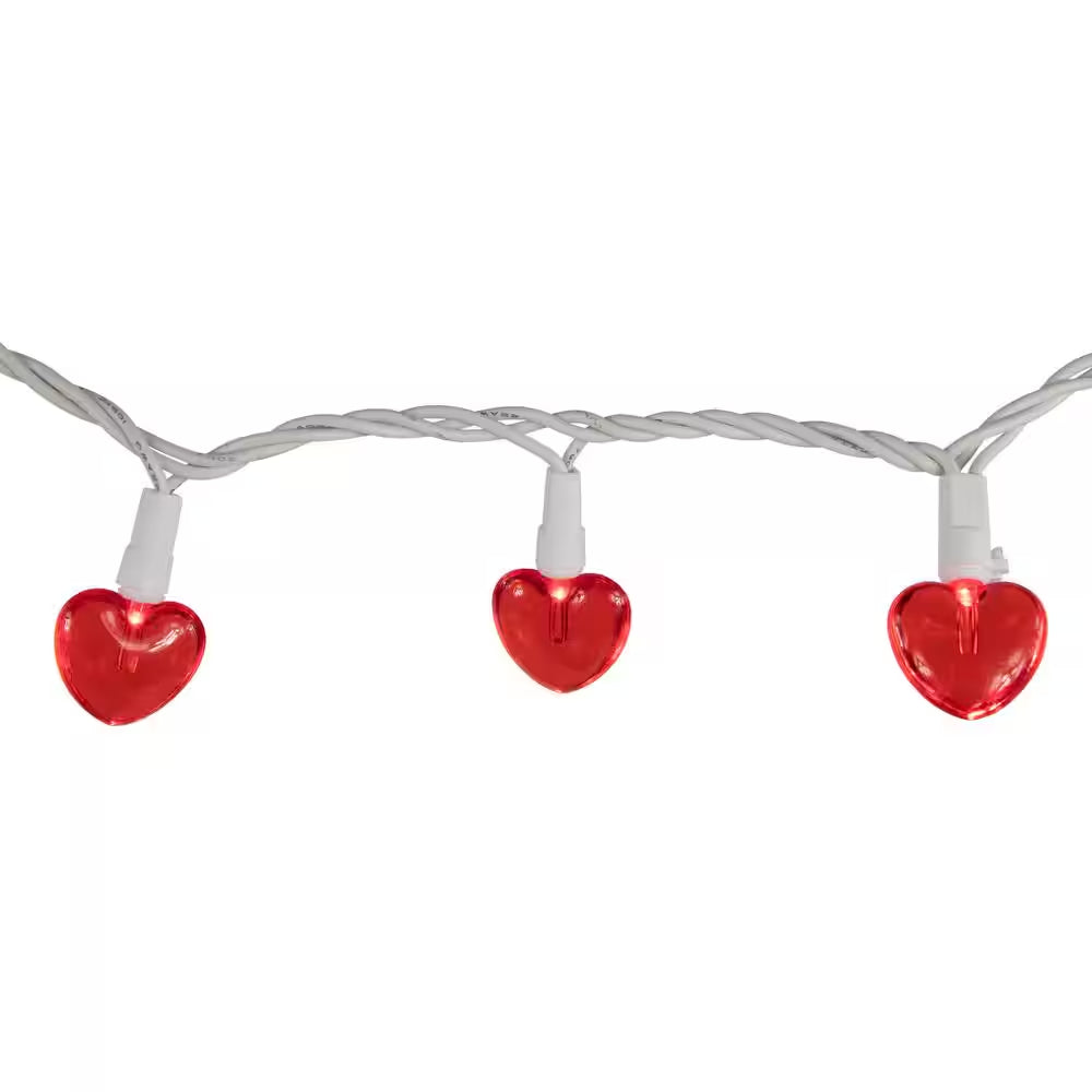 4.75 Ft. 20-Light Red Valentine'S Day Heart Mini LED Lights with White Wire