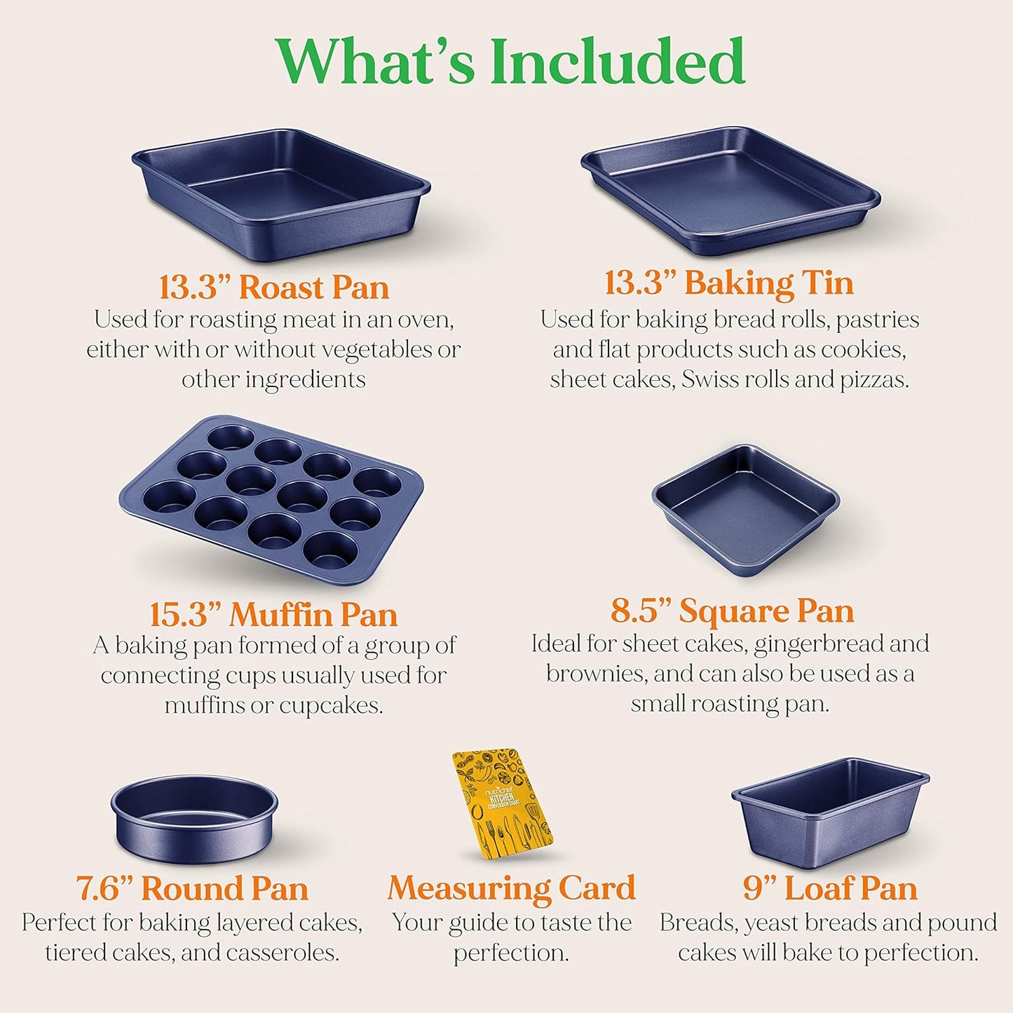 6-Piece Non-Stick Baking Pans - Carbon Steel Baking Trays with Nonstick Coating - Includes Muffin Pan, Loaf Pan, Cookie Sheets, & round Pan - Restaurant Quality Baking Set, Dishwasher Safe