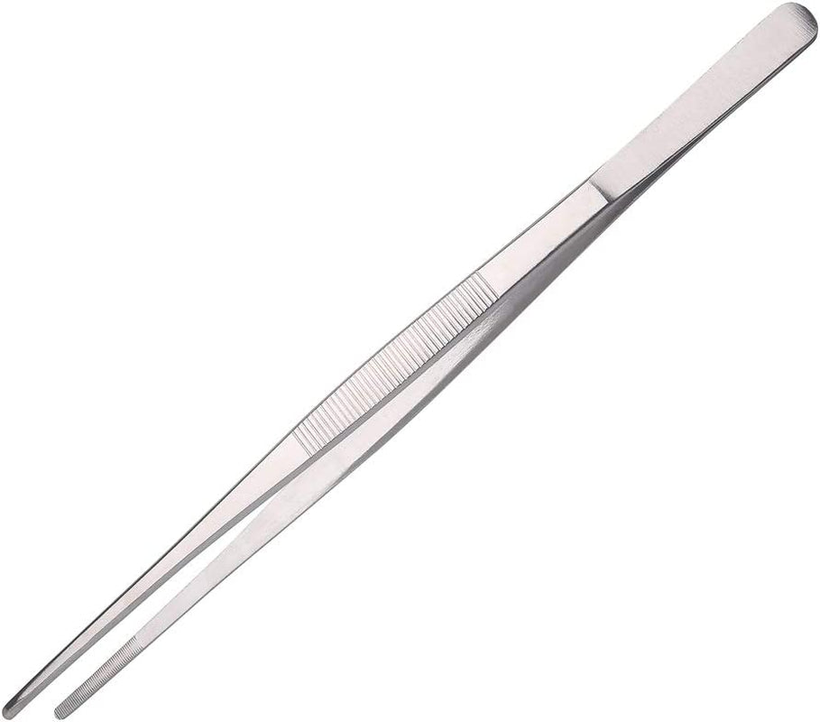 Long Tweezers- with Precision Serrated Kitchen Tweezers Tongs, for Barbecue and Hand-Made Stainless Steel Cooking Tweezers(8 Inches)