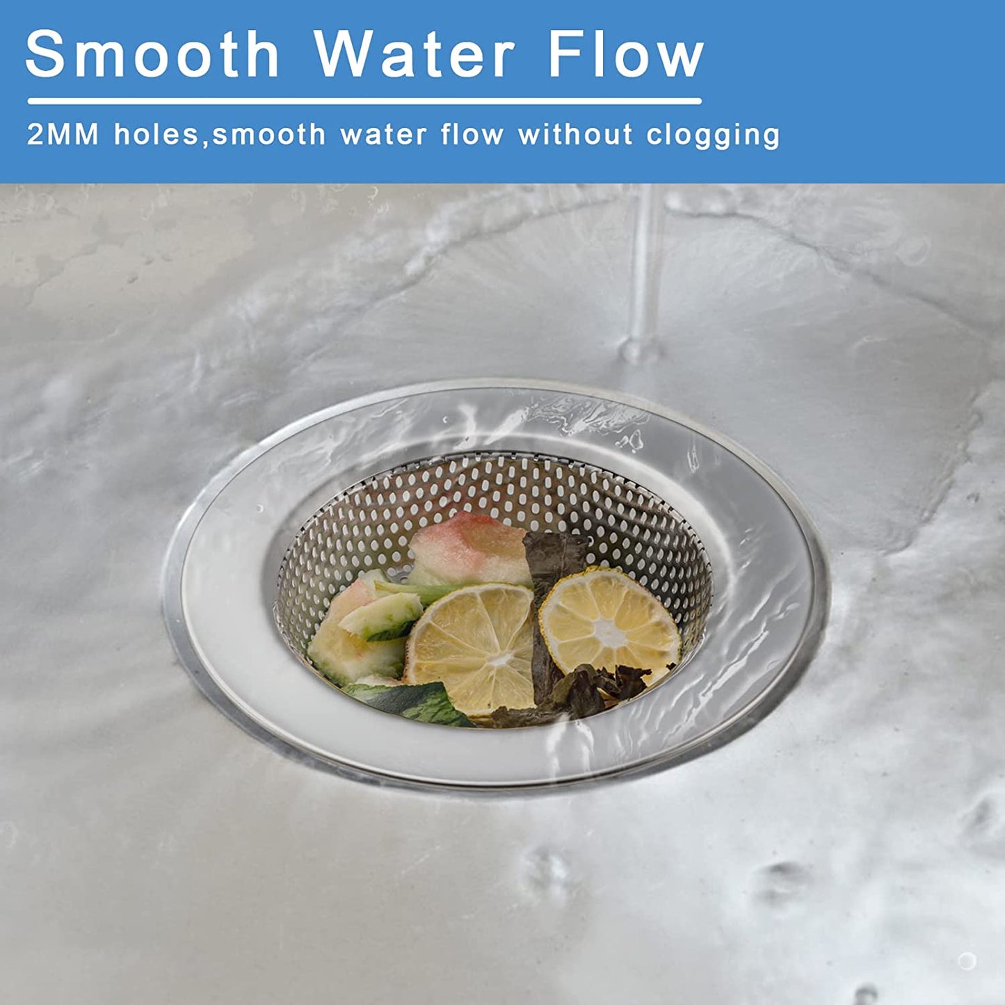 2 Pcs Sink Strainer for Most Kitchen Sink Drain Basket, Upgraded Double-Layer Safe Design Kitchen Sink Strainer (4.5 Inch)