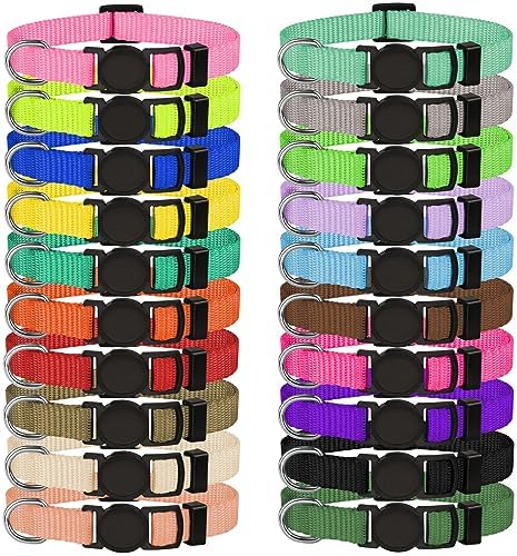 20 PCS Puppy Collars,Puppy Collars for Litter,Puppy Collars for Small Puppies,Nylon Breakaway Puppy ID Collars Whelping Collars Litter Collars(S)