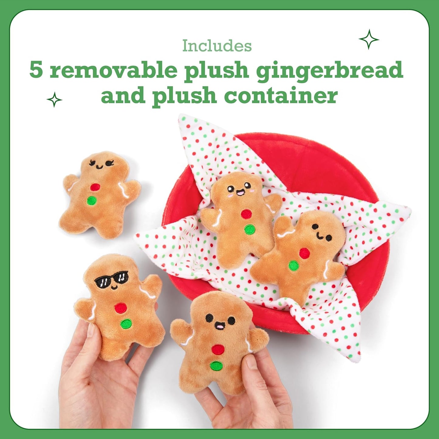 Emotional Support Gingerbread by Relatable, Christmas Stuffed Animals, Great Gingerbread Man Gifts, Funny Gifts or Cute Christmas Decor, Includes 5 Gingerbread Plushies with Carrying Basket