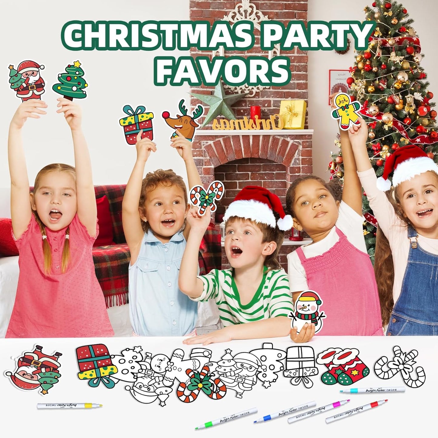 48 Pcs Christmas Crafts for Kids Color Your Own Christmas Caft Magnets, DIY Items for Operation Christmas Child for Classroom Decoration Art Activities Party Favors (Chrismas)