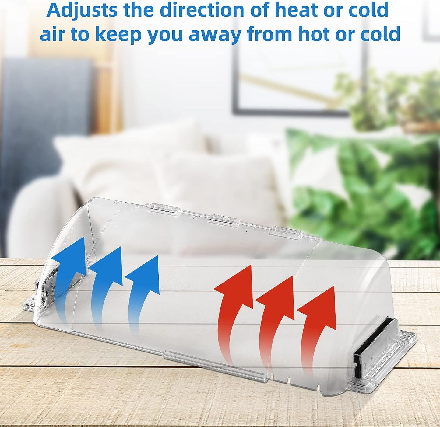 2 Pack Adjustable Air Vent Deflector, 9”-15” Transparent Deflector for Ceiling Registers, Floor, Sidewall (2)