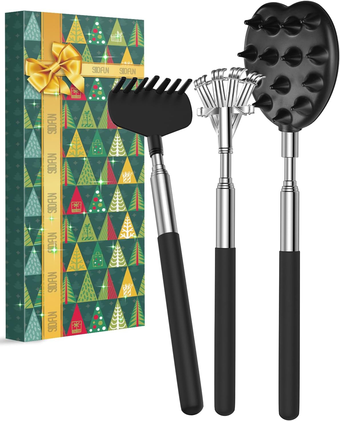 Back Scratcher Stocking Stuffers for Adults Men Extendable Metal Scratchers Christmas Gifts for Men Women Cool Items Tools Ideas Gadgets Husband Wife Dad Kids Elderly White Elephant Gifts for Adults