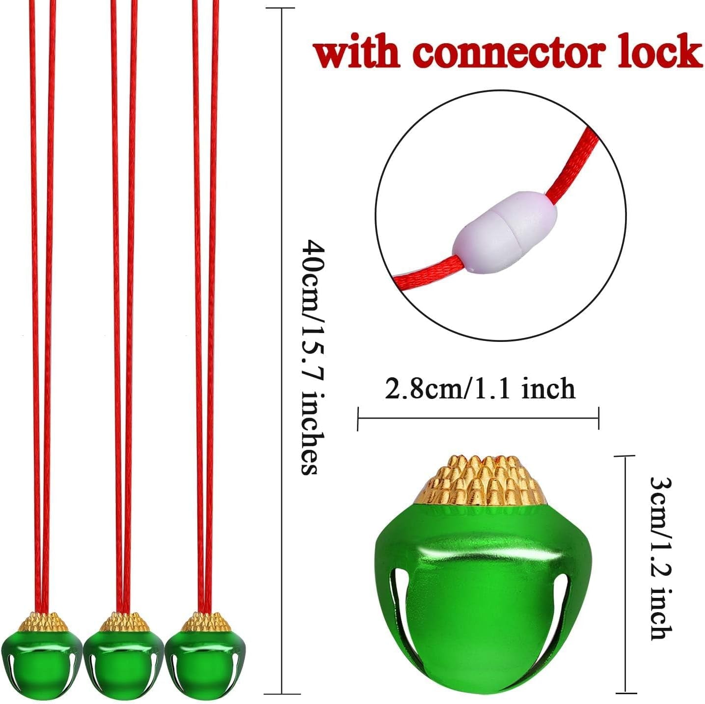 24 Pieces Christmas Jingle Bell Necklaces Christmas Decoration Bell Necklaces with Connect Ribbons for Christmas Supplies