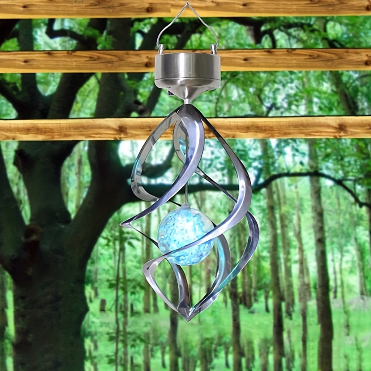 Wind Spinner Solar Light, LED Wind Chimes, Outdoor Decor Changing Color Ball Wind Chimes Solar Hanging Lantern for Home Garden Outdoor Decoration