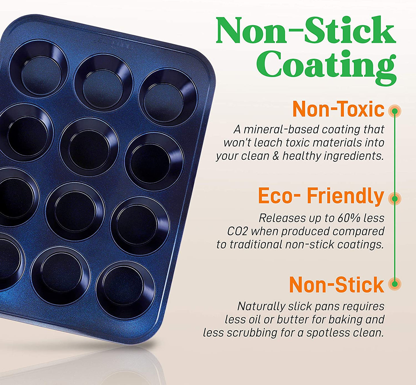 6-Piece Non-Stick Baking Pans - Carbon Steel Baking Trays with Nonstick Coating - Includes Muffin Pan, Loaf Pan, Cookie Sheets, & round Pan - Restaurant Quality Baking Set, Dishwasher Safe