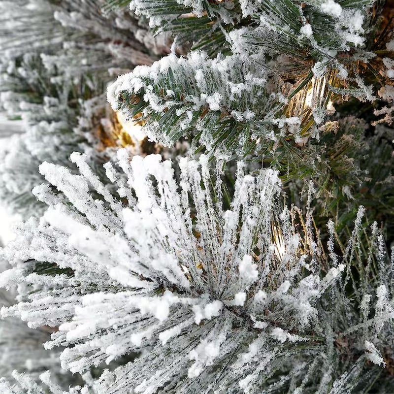 7.5-Ft Pencil Pine Pre-Lit Slim Flocked Artificial Christmas Tree with White Incandescent Lights