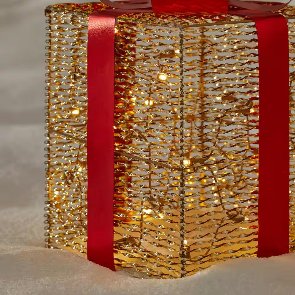 2-Piece Polar Wishes LED Gift Boxes Holiday Yard Decoration Y33