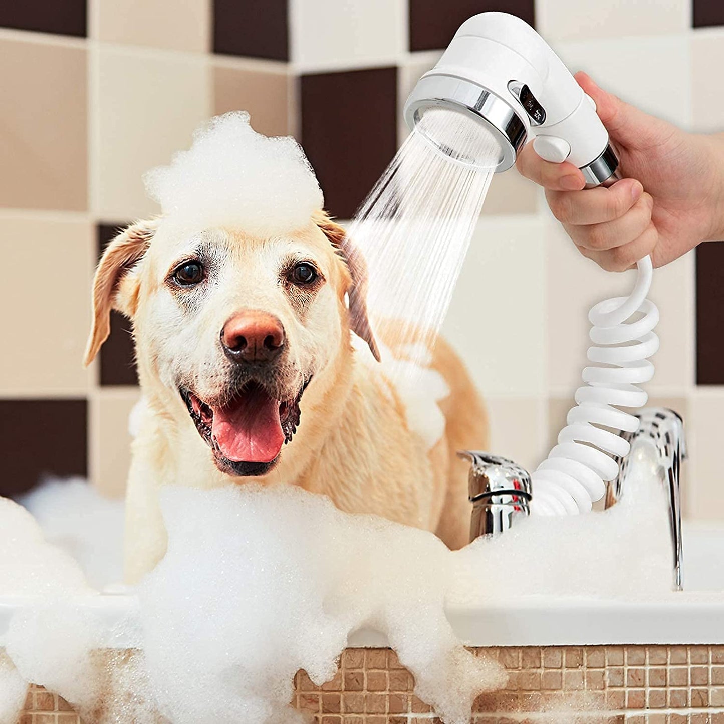 ZCONIEY Sink Faucet Sprayer Attachment, Shower Head Attaches to Tub Faucet, Dog Bathing Hose Shower Set for Laundry Bathroom Kitchen