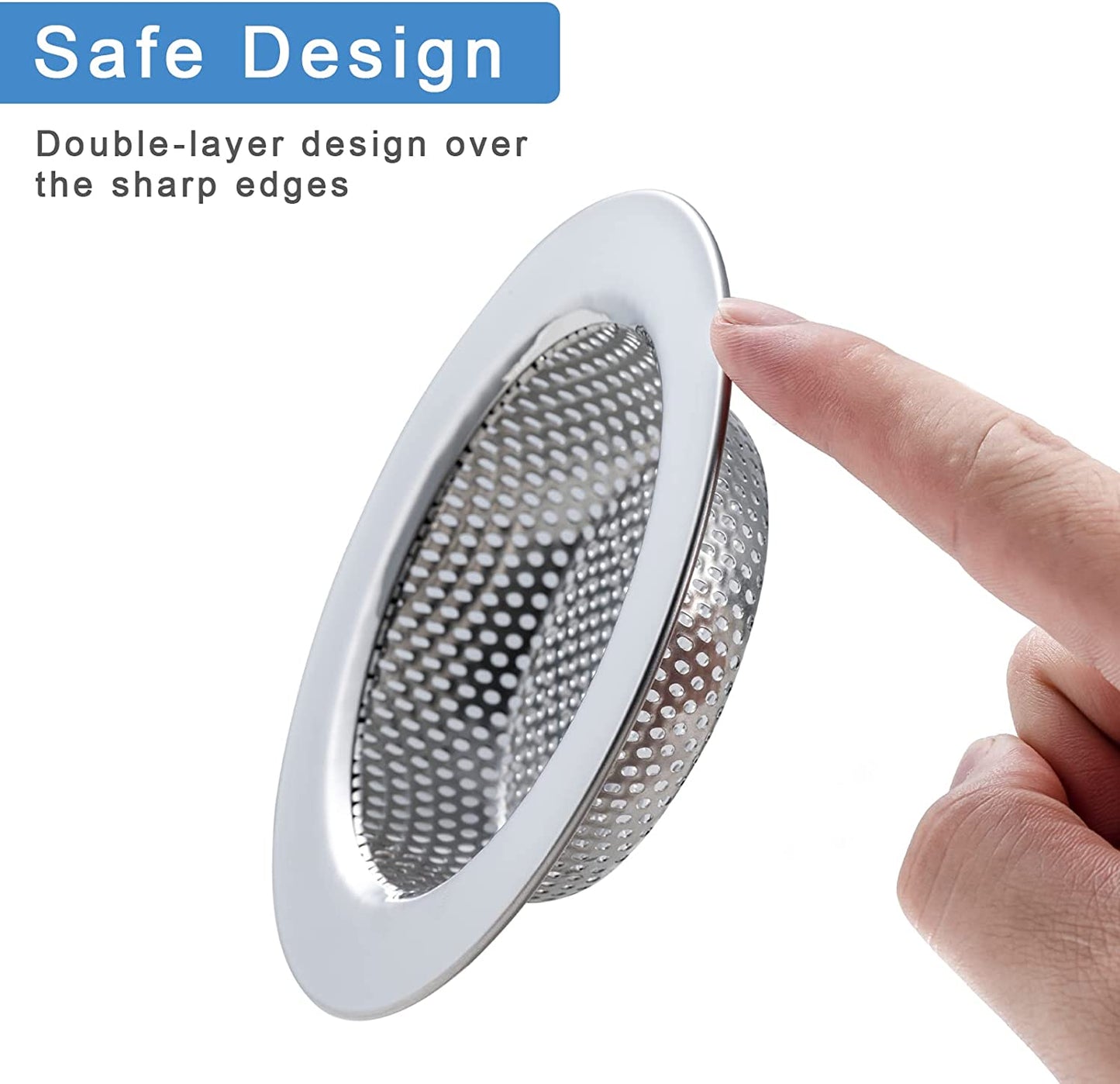 2 Pcs Sink Strainer for Most Kitchen Sink Drain Basket, Upgraded Double-Layer Safe Design Kitchen Sink Strainer (4.5 Inch)