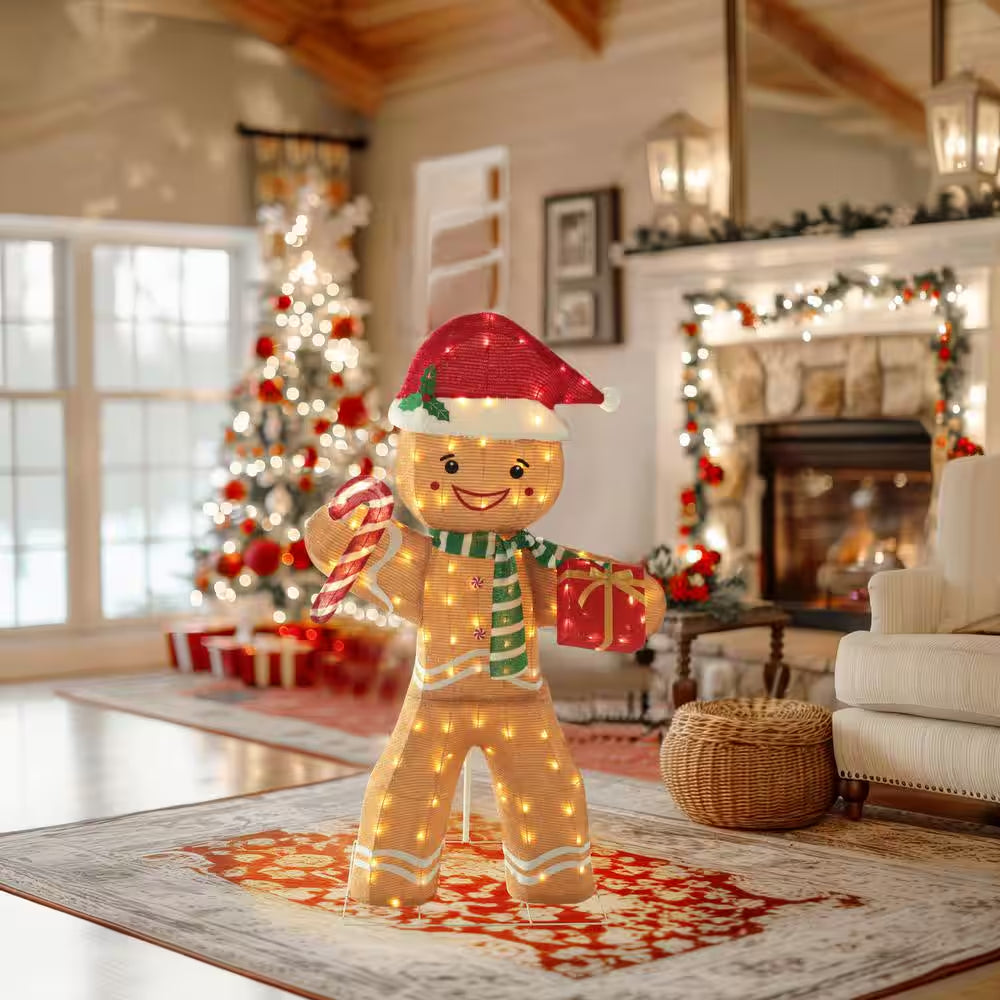 5 Ft. Gingerbread Man Outdoor Christmas Holiday Yard Decoration Warm White LED