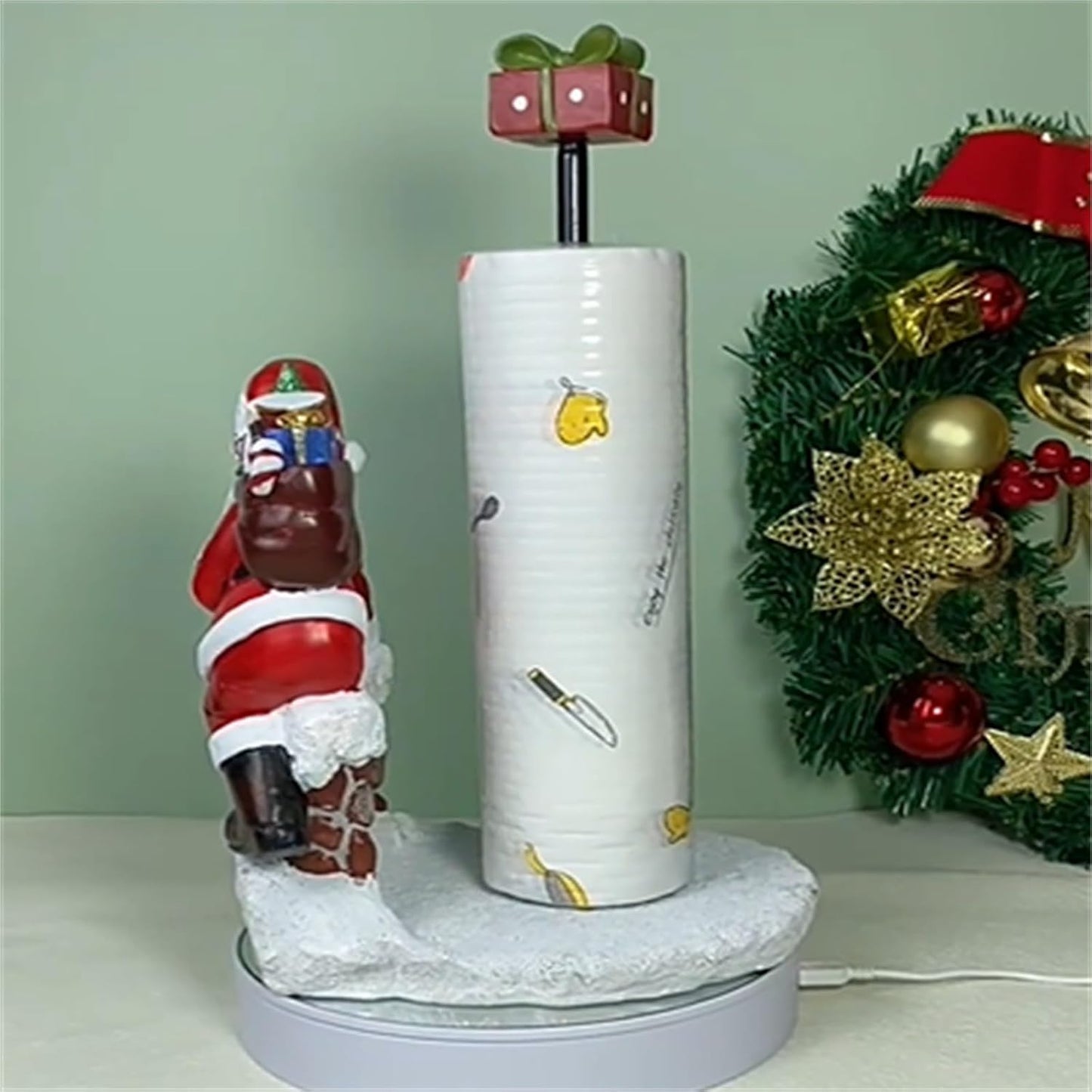 Christmas Paper Towel Holder,Santa Resin Ornament Decorative Dining Tables,Kitchen Roll Holder,Christmas Figurine Countertop Roll Dispenser Big Sale Flash Deal Cheap Item under 2 Dollar