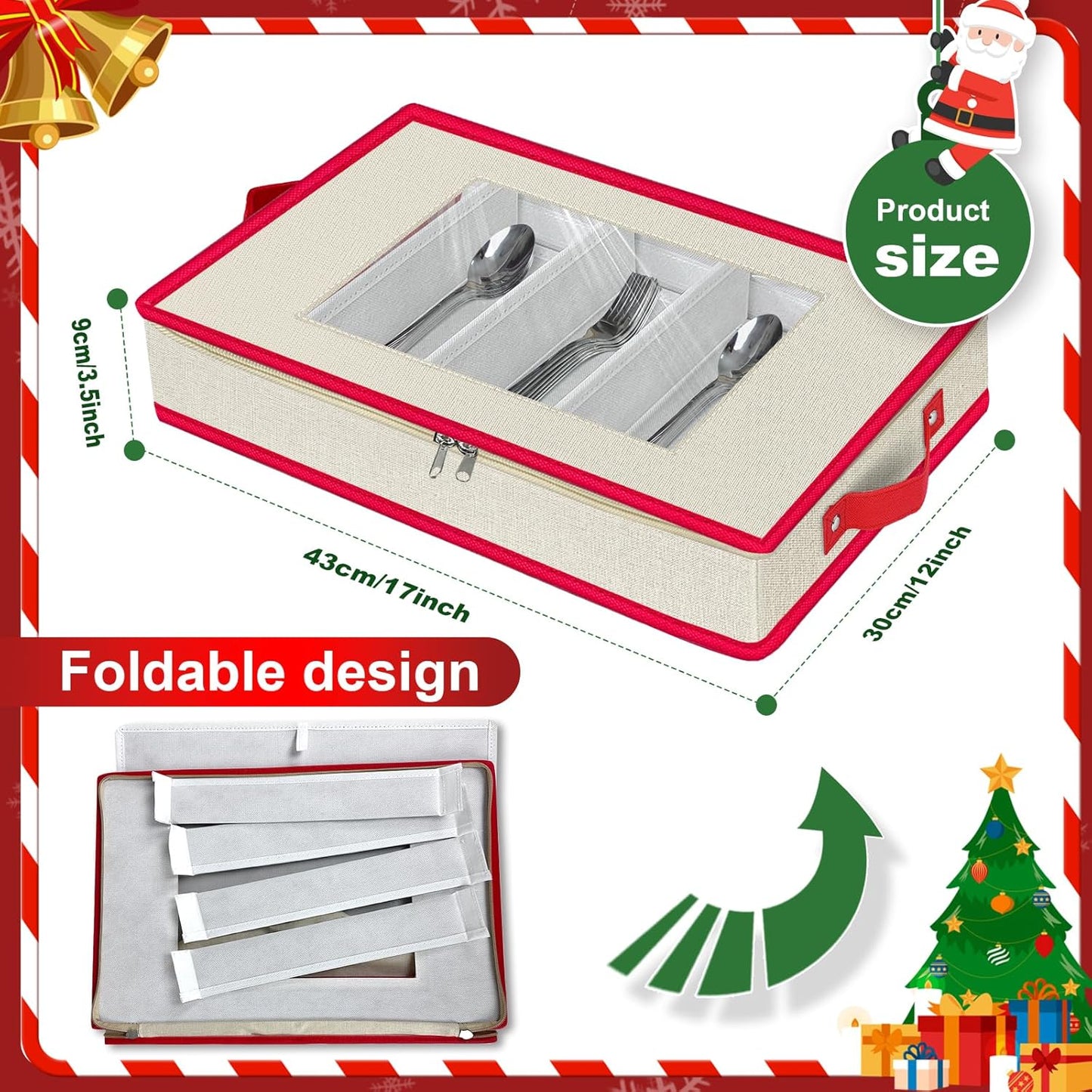 Christmas Nutcracker Storage Containers, Xmas Ornament Storage Box, Holiday Decoration Organizer with Adjustable Dividers, Each Holds 5 Holiday Figurines up to 10”- Nutcracker NOT Included