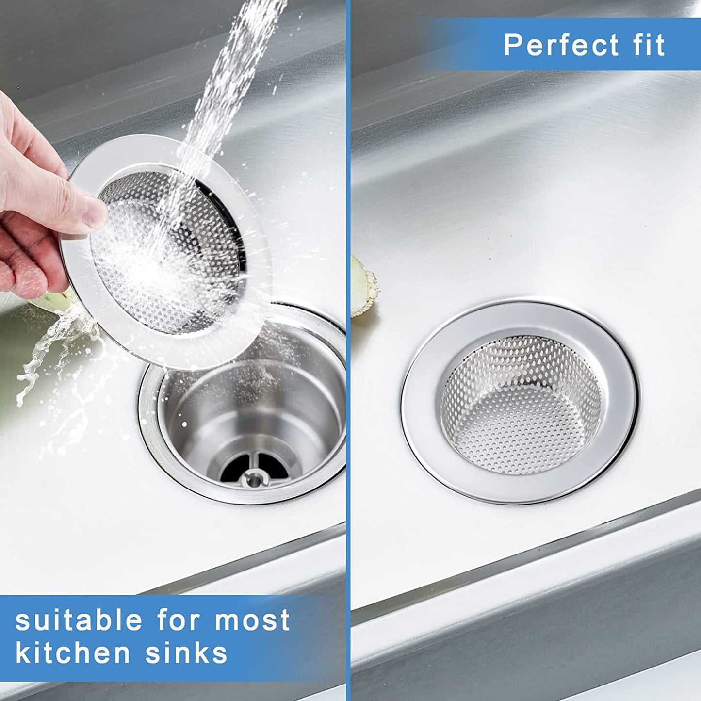2 Pcs Sink Strainer for Most Kitchen Sink Drain Basket, Upgraded Double-Layer Safe Design Kitchen Sink Strainer (4.5 Inch)