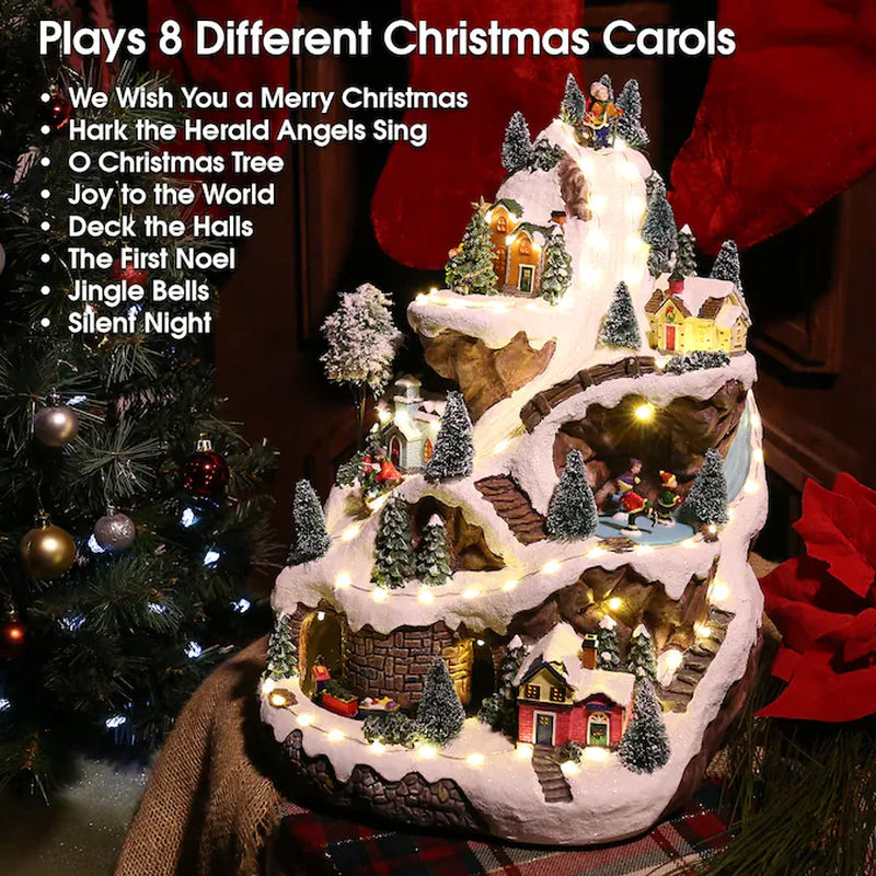 18-In Lighted Musical Figurine Merry Christmas Decor